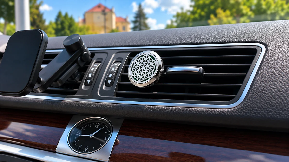 Aromadifuzér do auta Květ života v interiéru automobilu