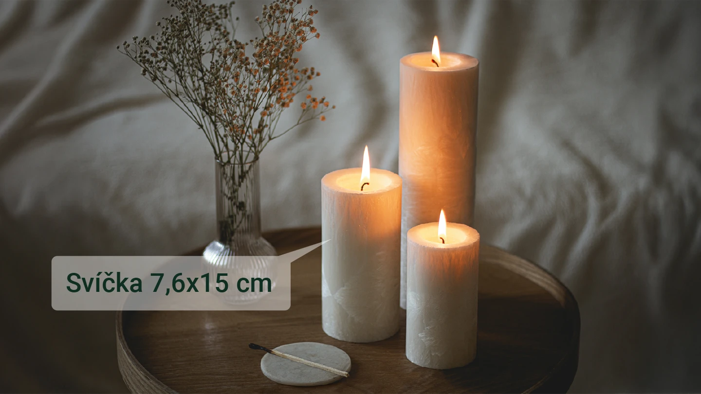 Válcové svíčky z přírodního palmového vosku