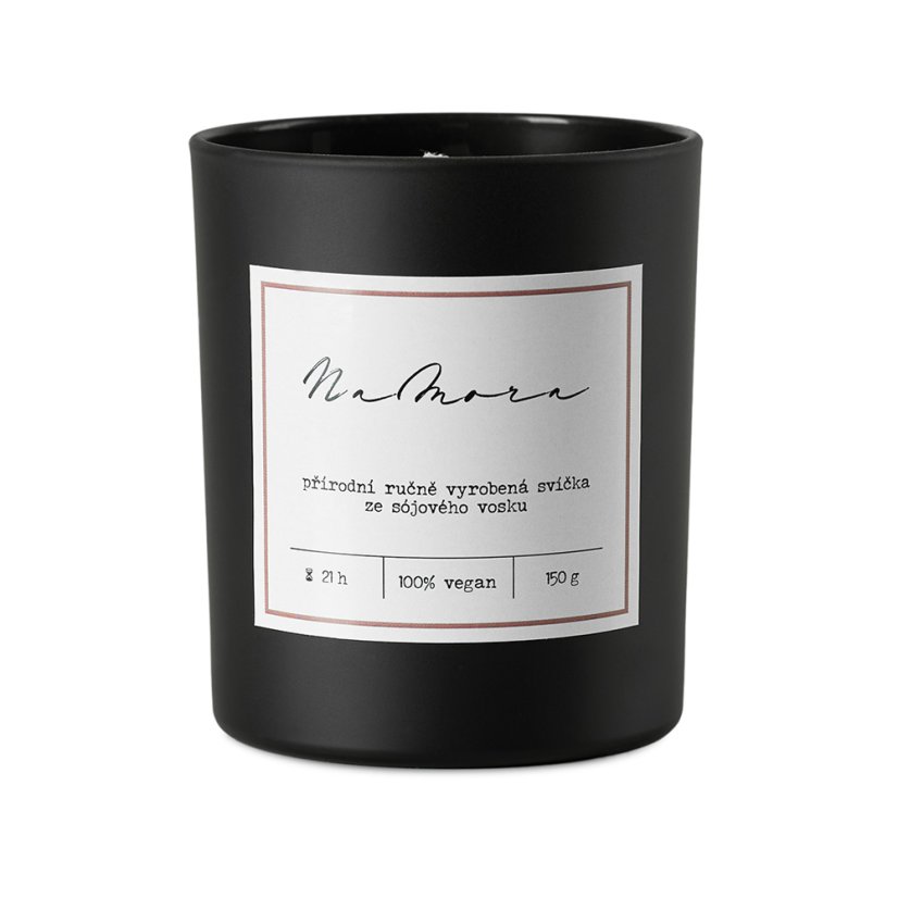 Sada sójových svíček v černém a bílém skle s natural dřevěným víčkem