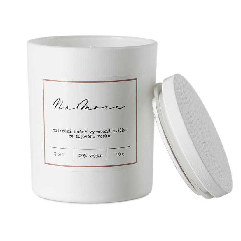 Sójová svíčka v bílém skle s bílým víčkem