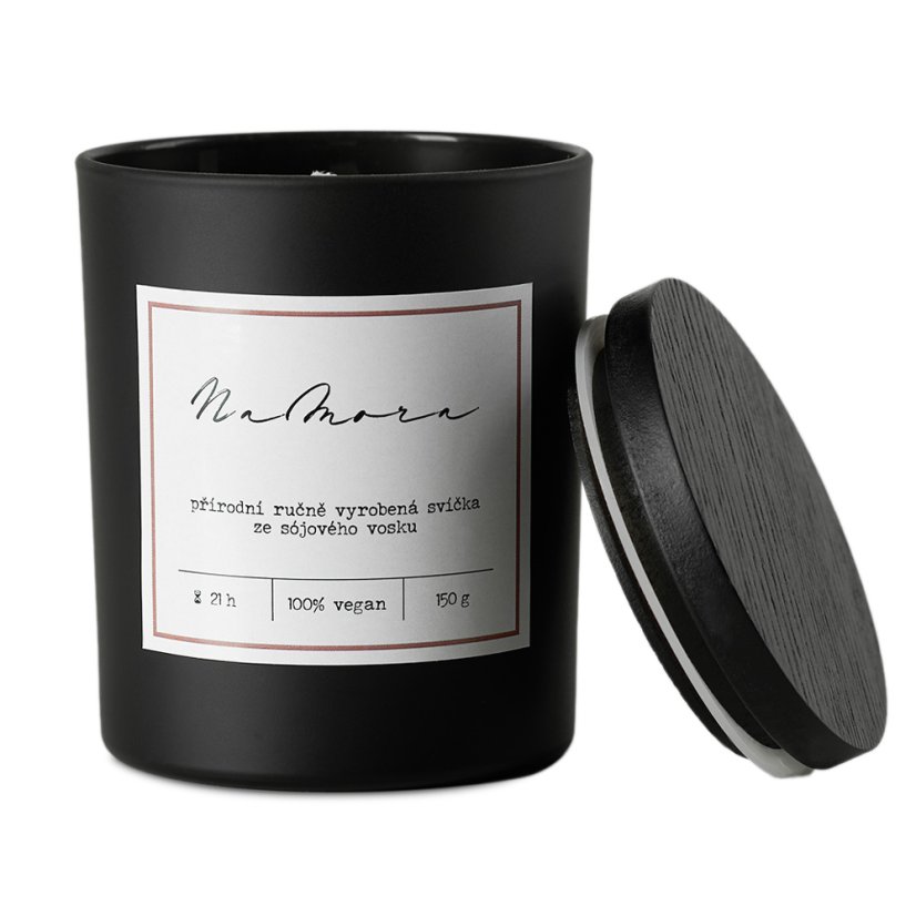 Sada sójových svíček v černém a bílém skle s černým a bílým víčkem