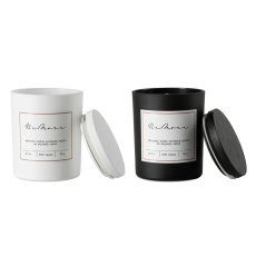 Sada sójových svíček v černém a bílém skle s černým a bílým víčkem