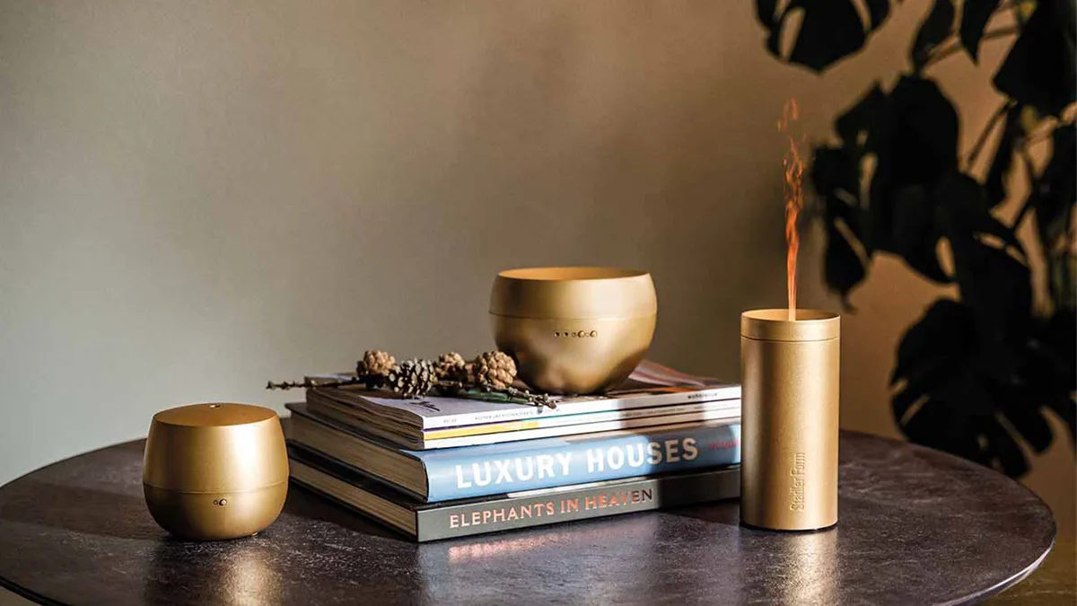 Aroma difuzér Stadler Form Lucy Gold na baterie: s efektem Plamene svíčky bez ohně a starostí