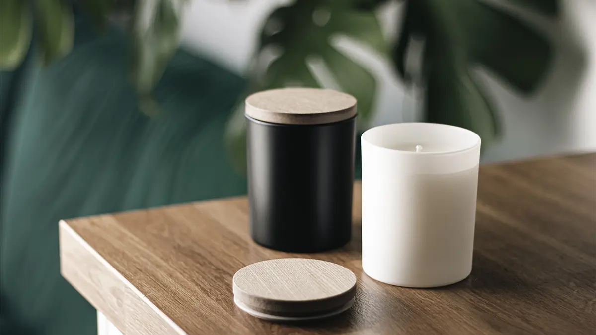 Sada sójových svíček v černé a bílé sklenici